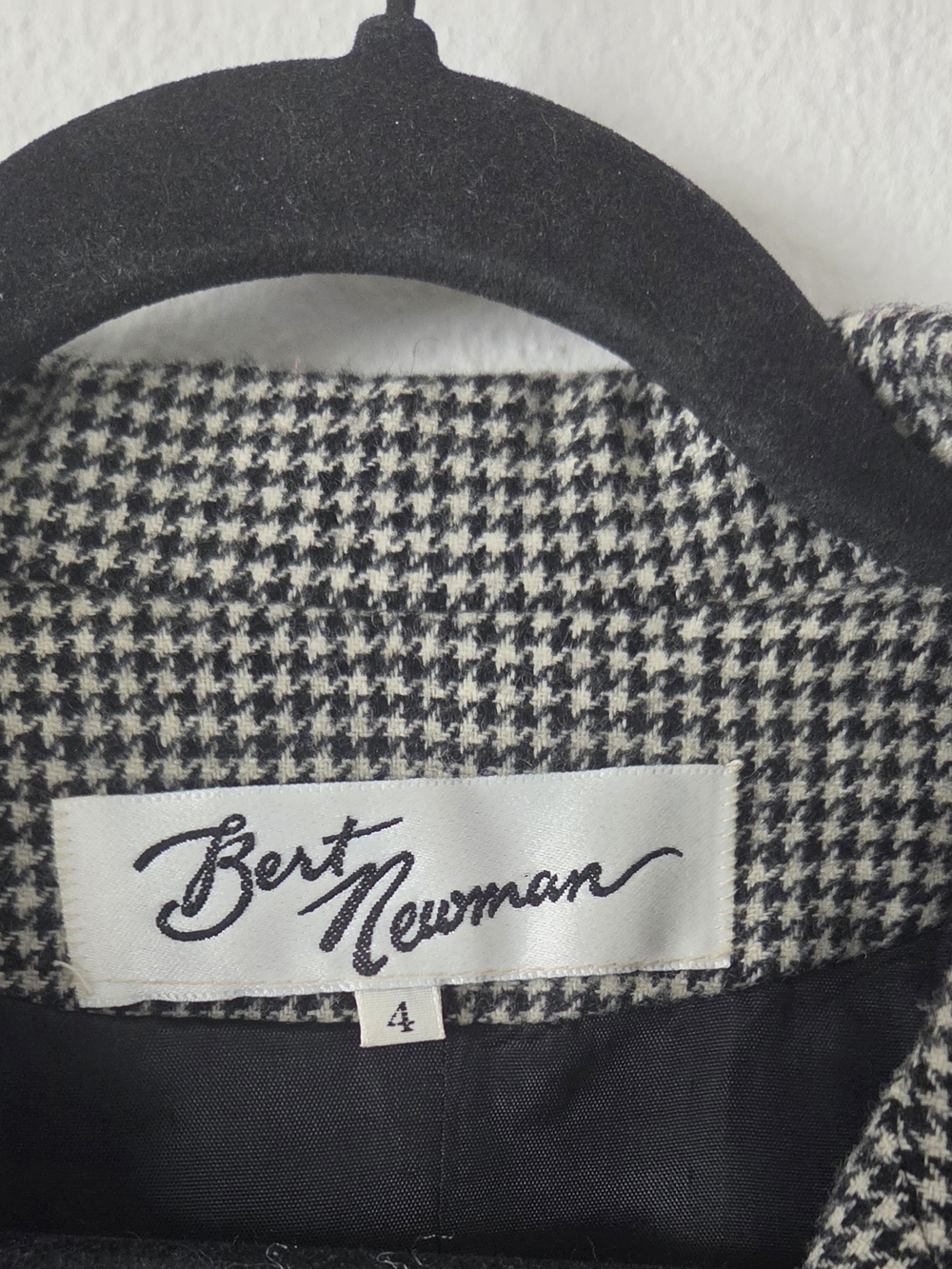 Vintage Wool Houndstooth Blazer Jacket - Black and White - Picture 2 of 16